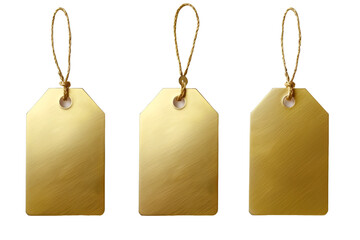 Gold tags isolated on transparent background