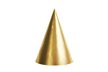 Gold yellow party hat isolated on transparent background