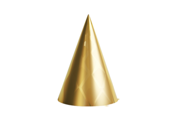 Gold yellow party hat isolated on transparent background