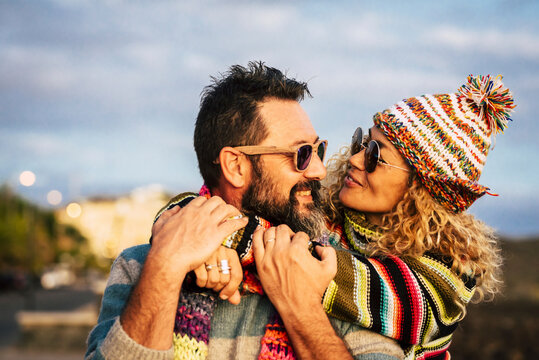 Mature couple hugging each other, Tenerife, Spain