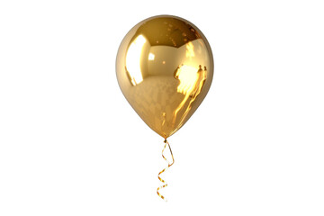 Golden balloons isolated on transparent background