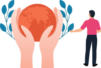 Boy showing support for global nature.