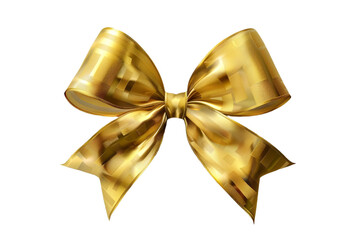 Golden bow isolated on transparent background