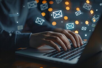 Email marketing concepts, email sent and received notification reminders, sales project managers in the customer list business in the email.
