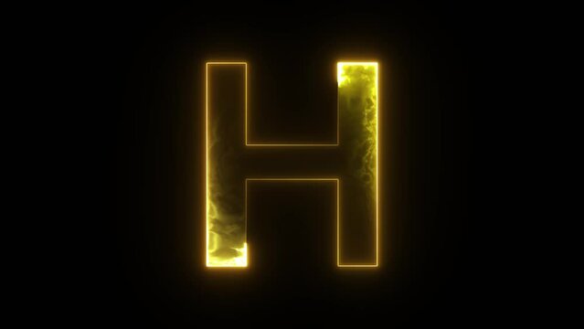 Letter H Neon Animation on Black Background