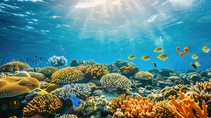 Obraz premium Underwater worlds filled with colorful coral reefs