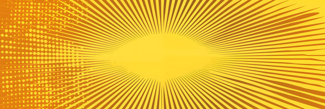 Yellow radial halftone background. Retro comic grain pixel texture. Pixelated dots cartoon wallpaper. Pop art fading wavy gradient pattern. Vector vanishing gritty backdrop.