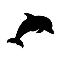 Dolphin jumping silhouette isolated on white background. Dolphin icon vector illustration design.