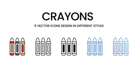 Crayons icons vector set stock illustration.