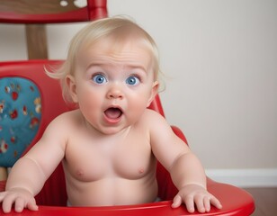 A 6 month old baby with blonde hair