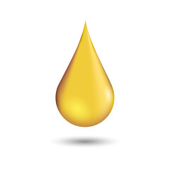  Transparent drop of yellow color. Realistic drop of oil, collagen, serum, gel.