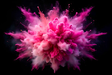 Pink explosion smoke, black background