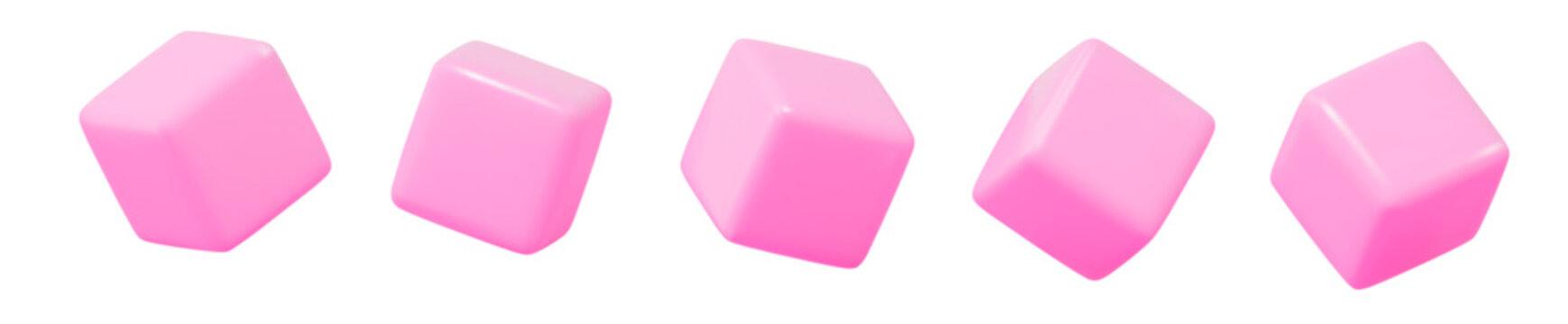 3d pink cube symbol or icon with different angles. Geometry figure cube form. Stock vector illustration on isolated background.	

