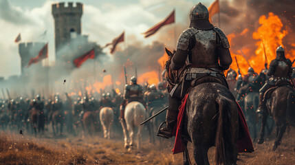 Naklejka premium knight medieval in battle field