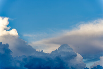 Panorama of the sky with particularly interesting clouds in Tuscany Italy