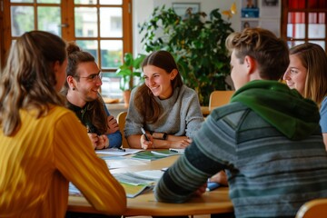 Obraz premium Study Group: Collaborative Learning Session for Enhanced Academic Performance