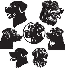 Set of dogs. Dog Head Silhouette