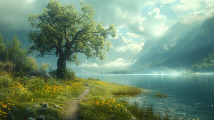 Fototapeta premium landscape of grass field