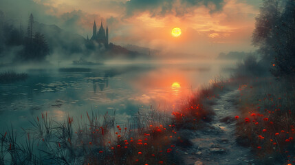 Obraz premium landscape of medieval