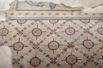 Mosaico bizantino de la iglesia de los Apóstoles en la ciudad de Madaba, Jordania.