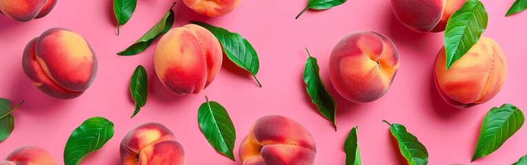 Summer Freshness with Vibrant Peaches and Leaves