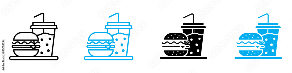 Aufkleber hamburger and soft drink cup icon vector set collection for web