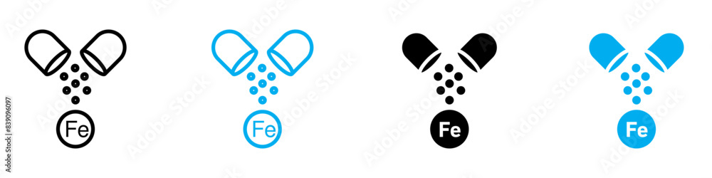 Poster iron capsule icon vector set collection for web