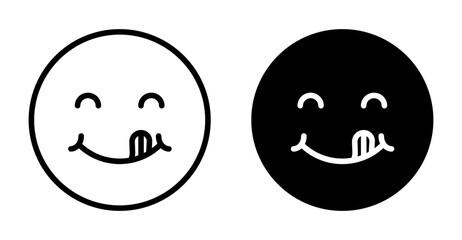 Yummy smile emoji icon vector set collection for web