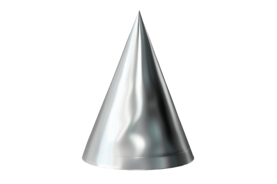 Grey silver party hat isolated on transparent background