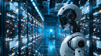 Fototapeta premium AI algorithms are seamlessly integrated into futuristic systems, providing predictive maintenance for optimal operational performance