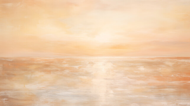 Minimalist art sunset over sea