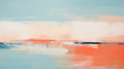 Minimalist peach sunset landscape art