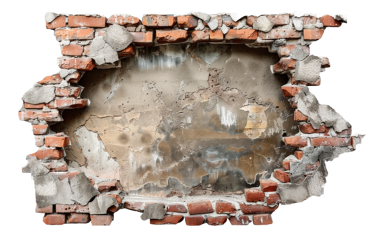 Hole made of bricks isolated on transparent background
