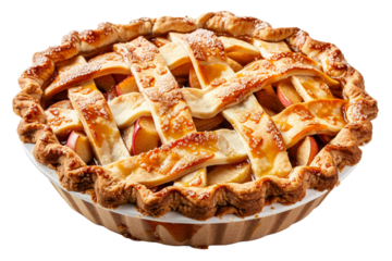 Homemade apple pie isolated on transparent background