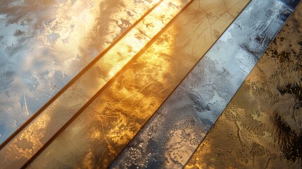 Metallic surfaces in gold and steel textures with reflective elements