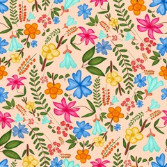 Cute hand drawn floral seamless pattern