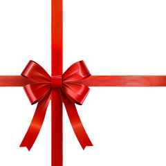 Red Ribbon with Bow Isolated on Transparent Background