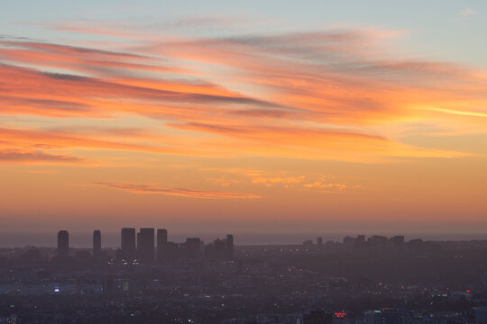 sunset over the city of Los Angeles