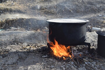 cauldron on fire