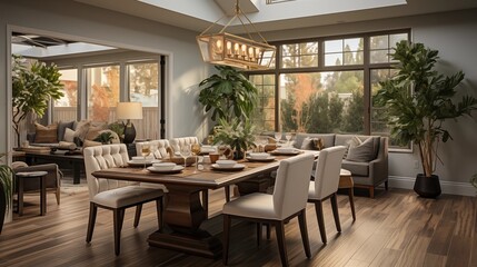 Family gathered around a dining table