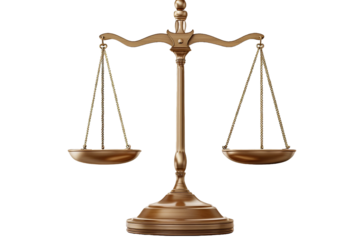 Judicial scales on a transparent background