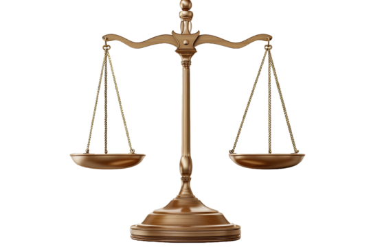Judicial scales on a transparent background