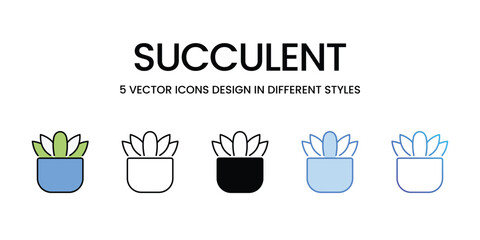 Succulent icons vector set stock illustration.