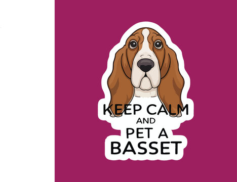 keep calm and pet a basset with dog t-shirt design