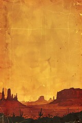 Wild West, border, background Wallpaper, blank in the middle, minimalism, negative space, use for postcard template