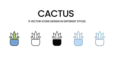 Cactus icons vector set stock illustration.