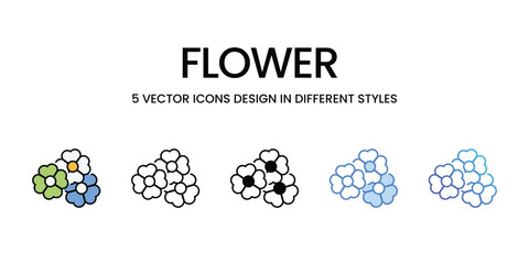 Flower icons vector set stock illustration.