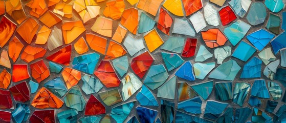 Abstract mosaic pattern, colorful and intricate, artistic texture, copy space
