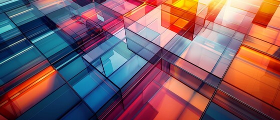 Abstract urban grid, geometric design, modern and dynamic, copy space