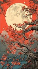 Traditional japanese picture frame outdoors nature plant.